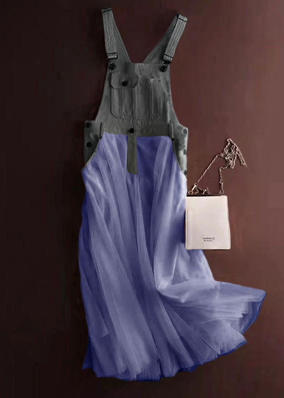 White Tulle Patchwork Denim Dress