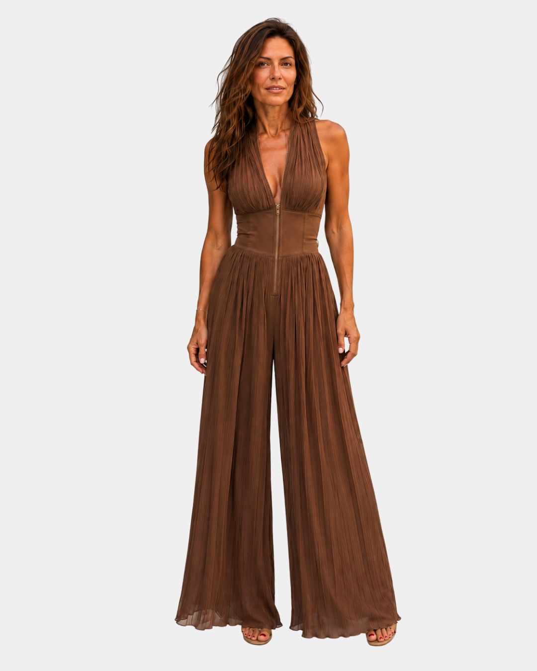 Eloise | Pleated Chiffon Jumpsuit — Jarah Melbourne