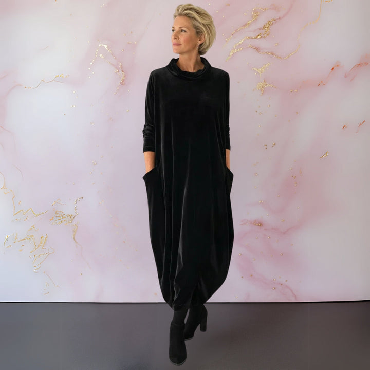 Anja™ | Samtiges elegantes Maxikleid
