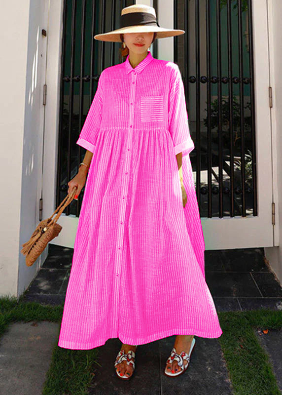 Pink Peter Pan Collar Pleated Dress