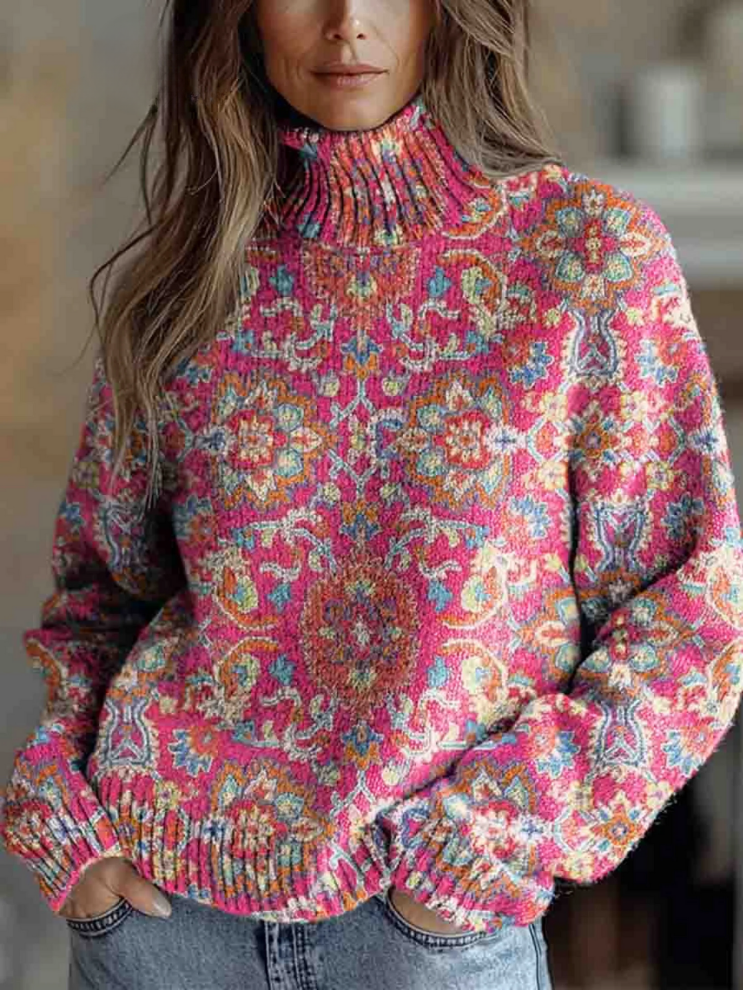 Lovisa | Retro Ethnic Floral Turtleneck