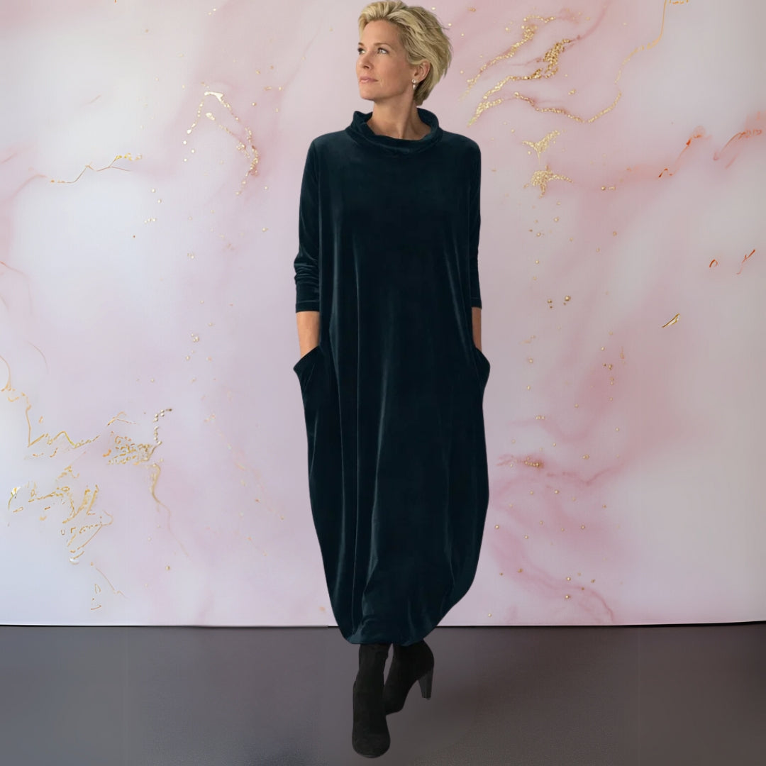 Anja™ | Samtiges elegantes Maxikleid