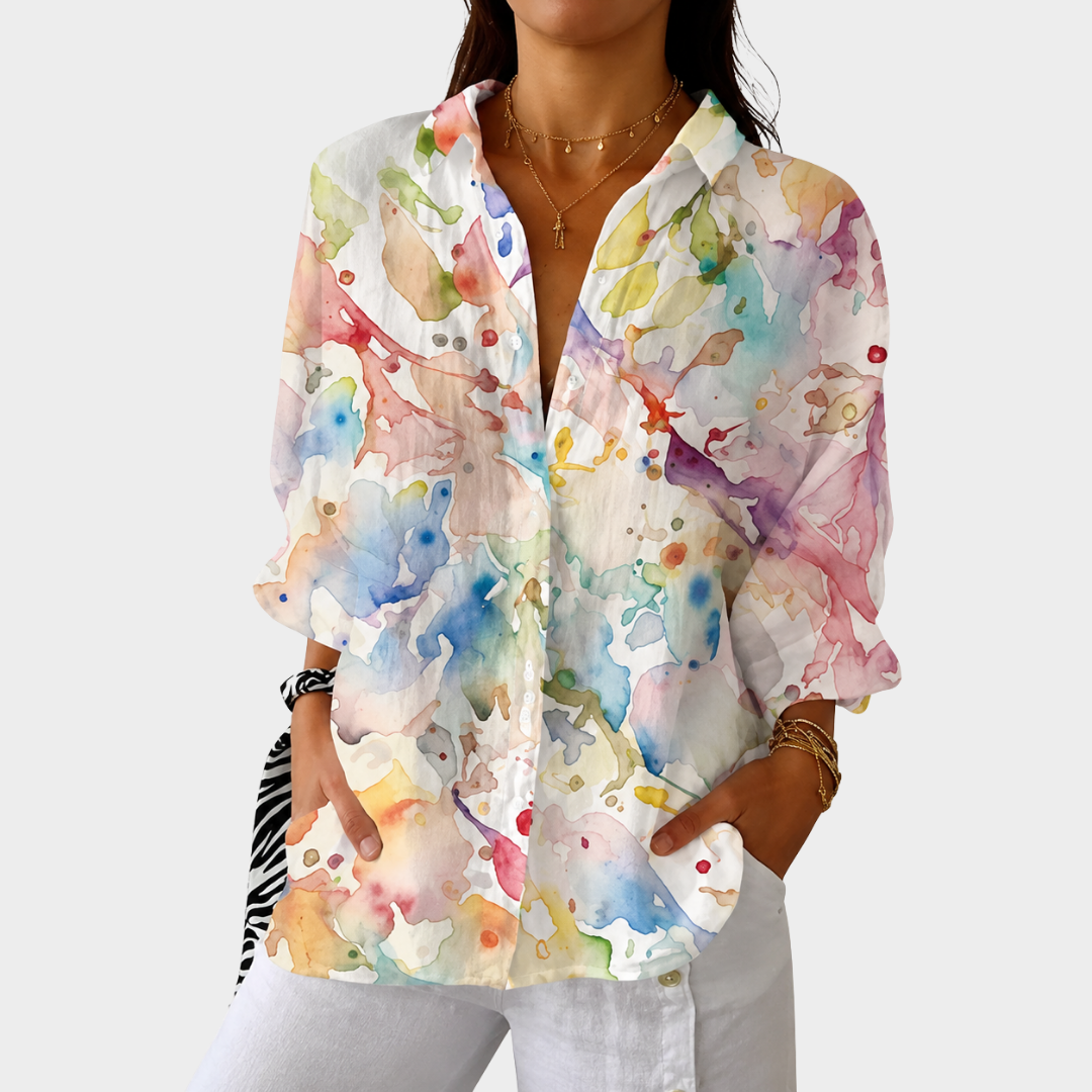 Light Blouse with Colorful Print