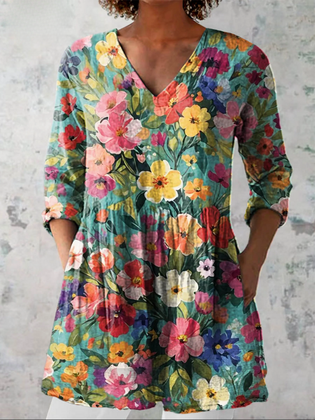 Ines | Vintage Long V-Neck Shirt