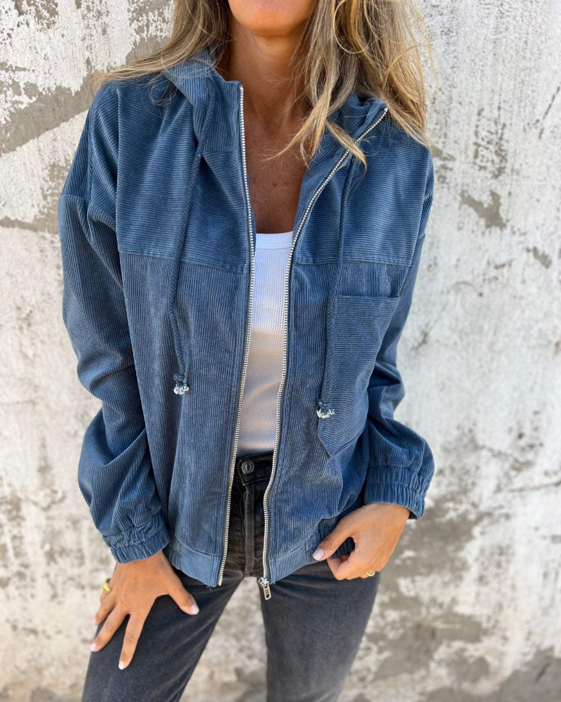Ella – Corduroy Zip Hooded Jacket — Jarah Melbourne