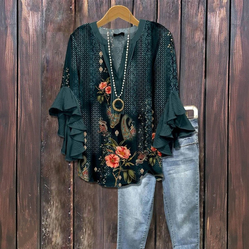 Fern | Vintage Blouse with Floral Print