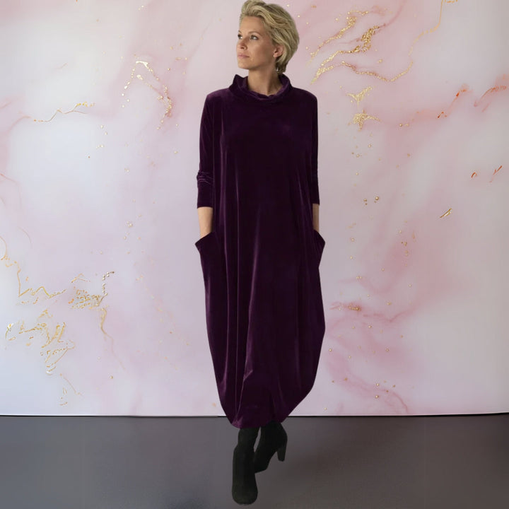 Anja™ | Samtiges elegantes Maxikleid