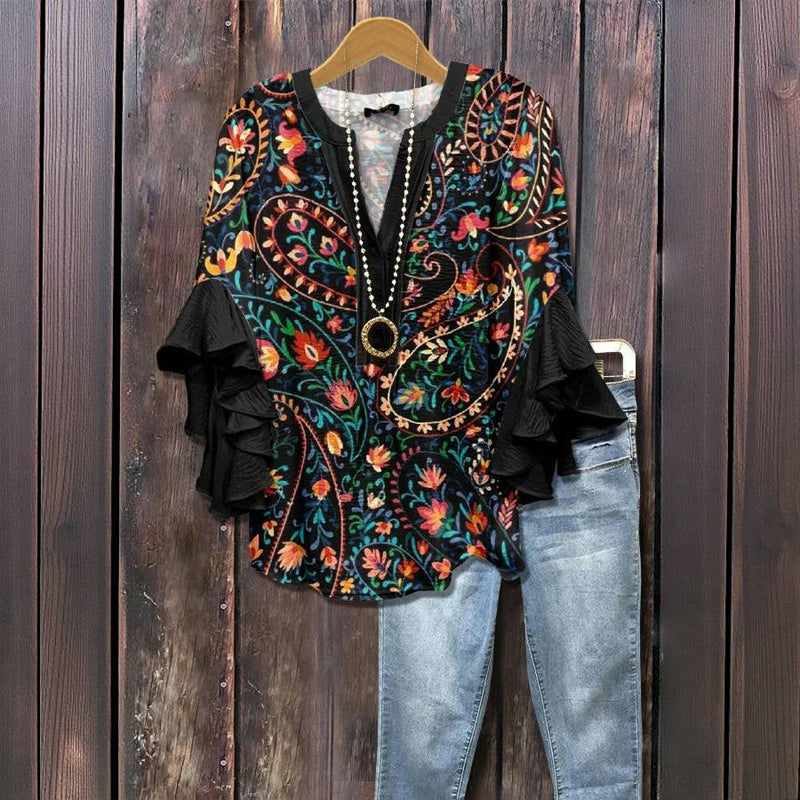 Dahlia | Vintage Blouse with Floral Print