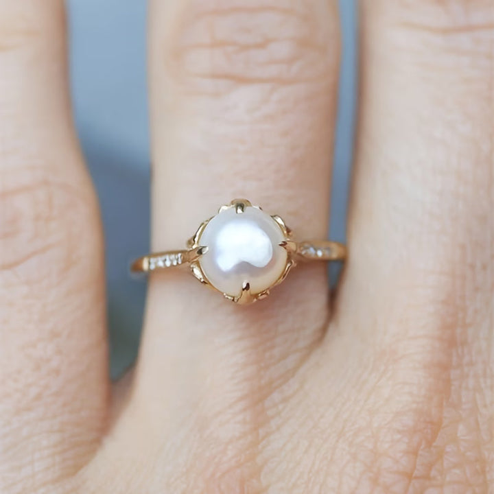 Wilhelmina | Delicate Pearl and Crystal Ring