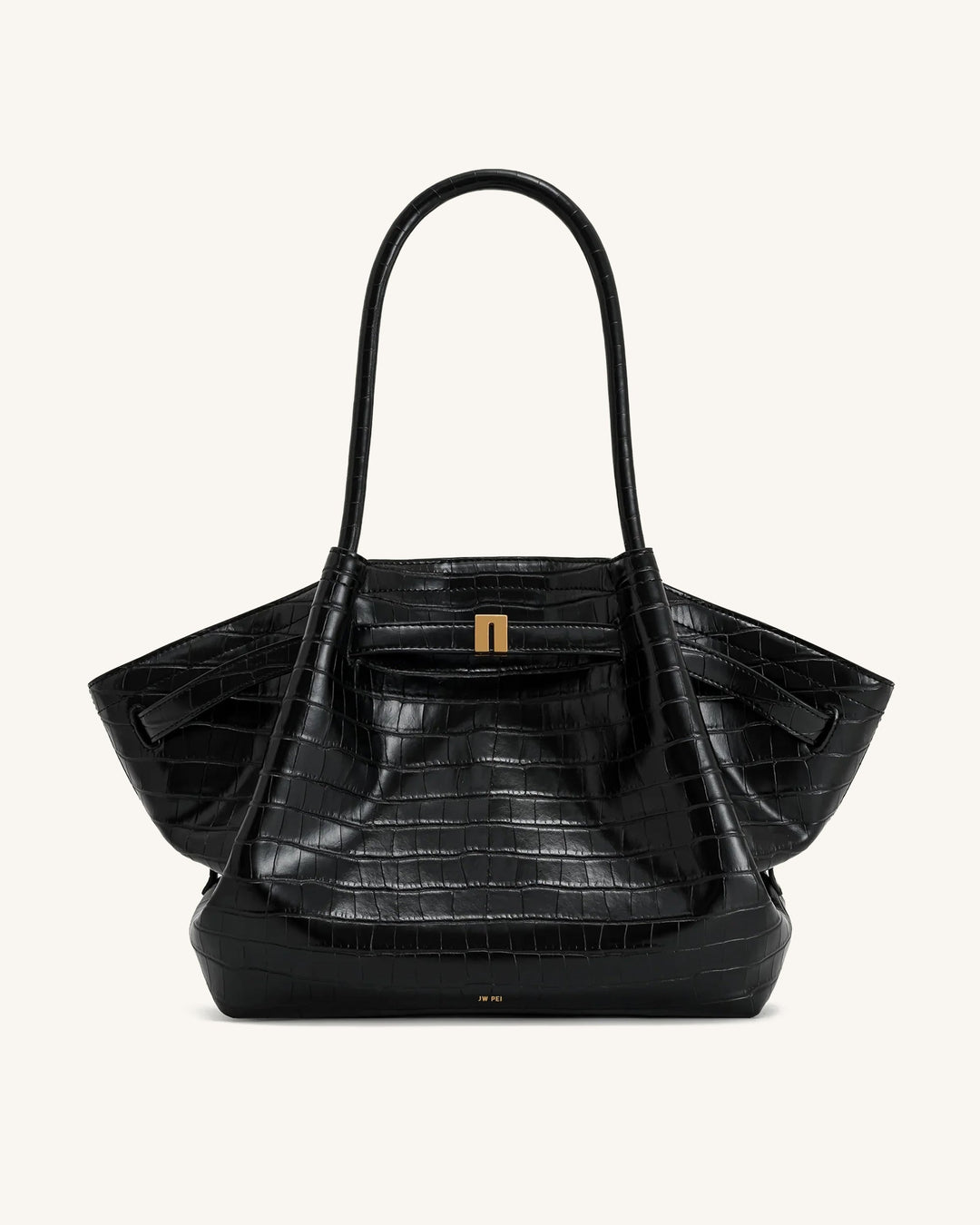 Hana | Black Croc Large Tote Bag