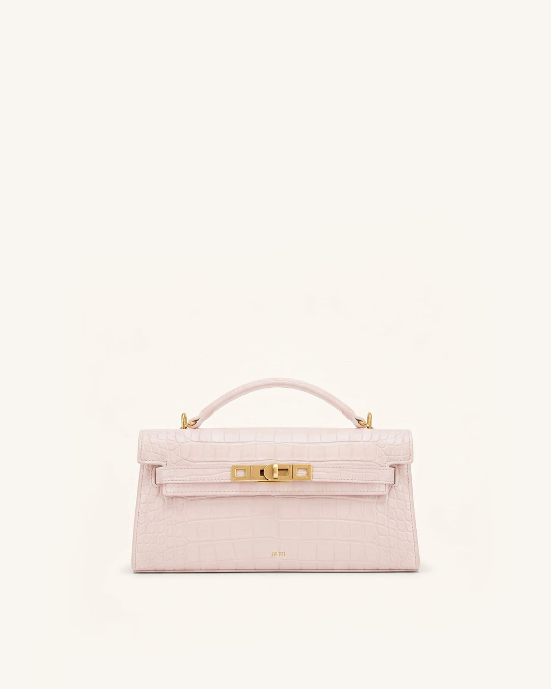 Noor | Pink Croc Top Handle Bag