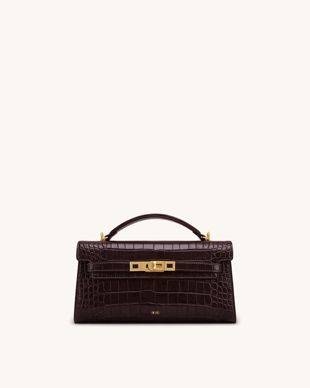 Noor | Dark Brown Croc Top Handle Bag