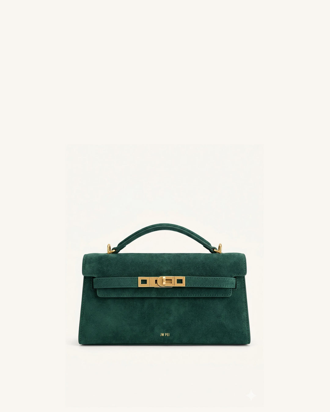 Noor | Forest Green Faux Suede Top Handle Bag
