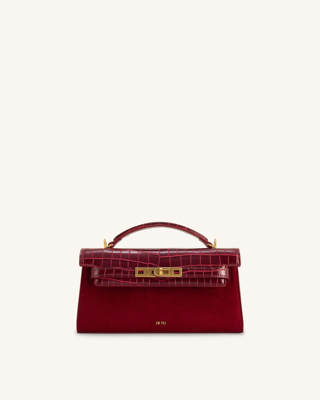 Noor | Red Faux Suede Top Handle Bag