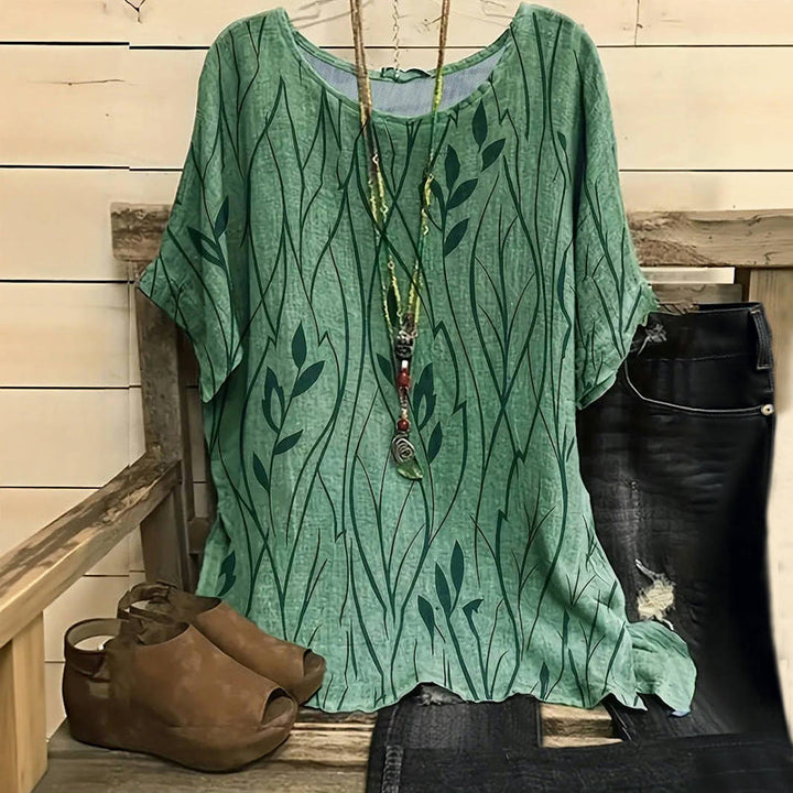 Clover | Vintage Blouse with Leaf Print