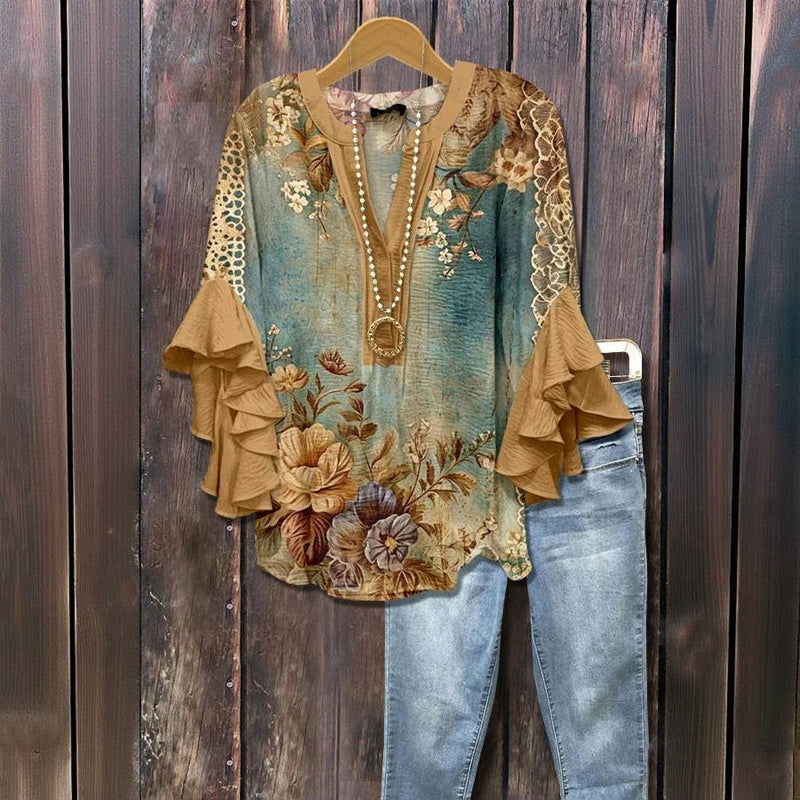 Fern | Vintage Blouse with Floral Print