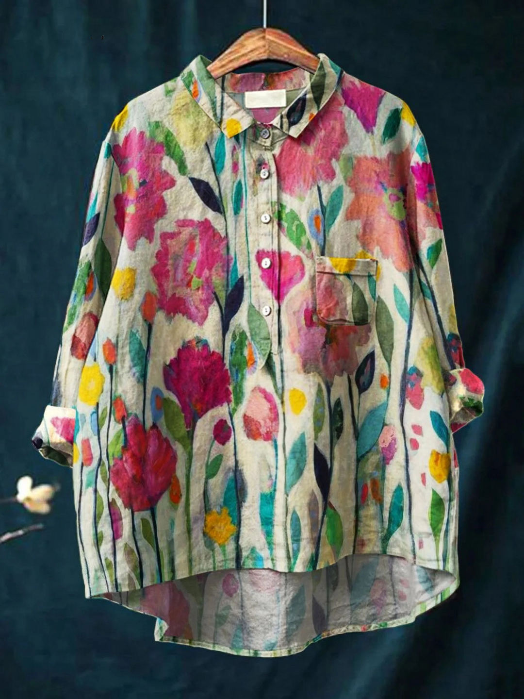 Lindsey | Vintage Flower Art Print Blouse