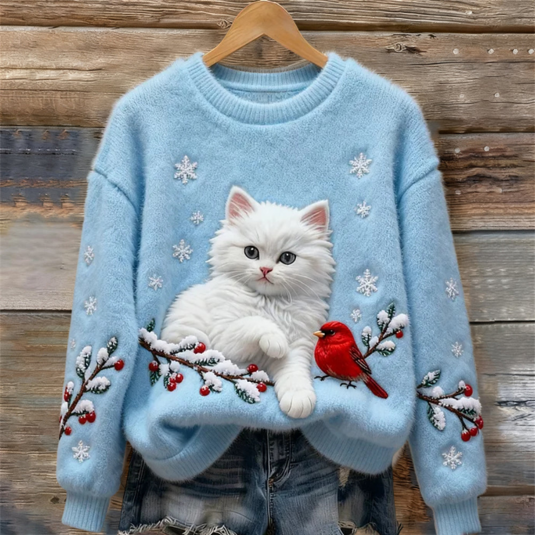 Luna – Snowy Cat Cosy Jumper — Jarah Melbourne
