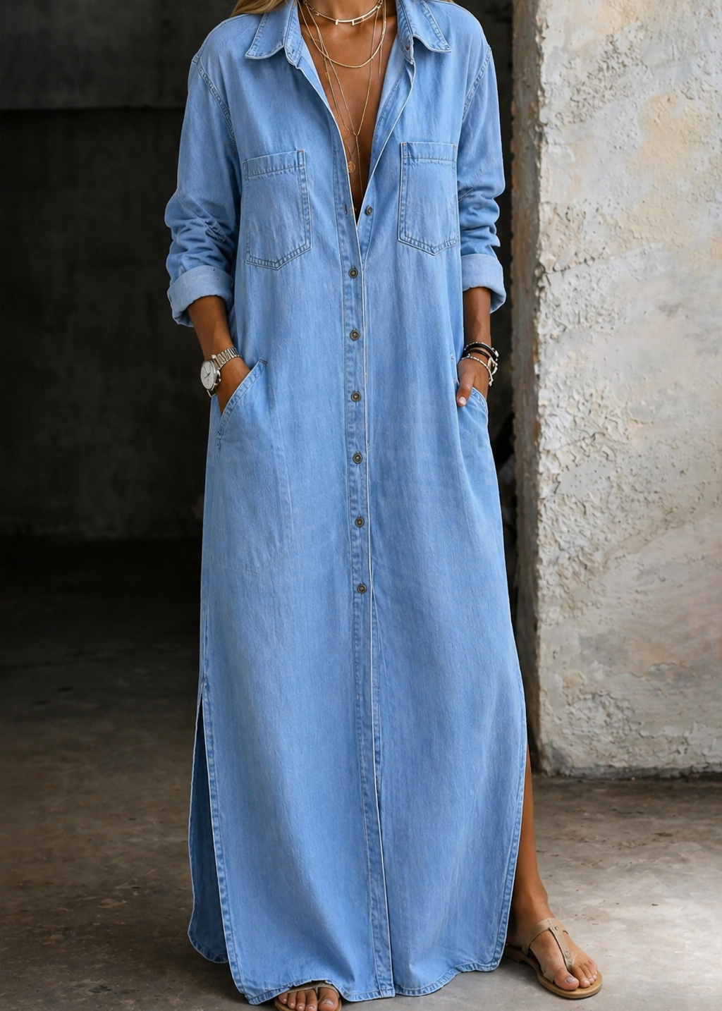 Maura | Denim Shirt Dress with Front Buttons — Jarah Melbourne