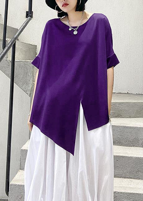 Black Asymmetrical Cotton Summer Shirt