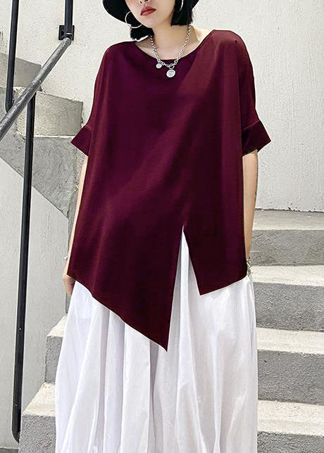 Black Asymmetrical Cotton Summer Shirt