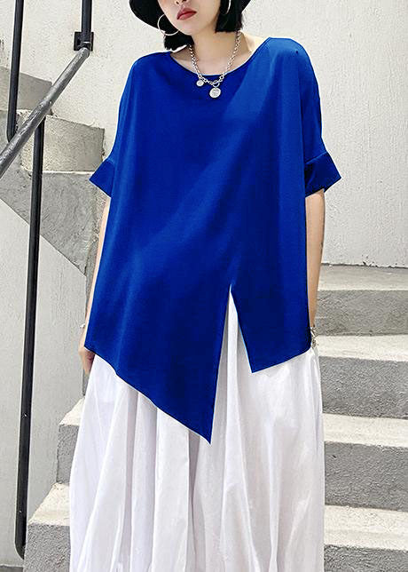Black Asymmetrical Cotton Summer Shirt
