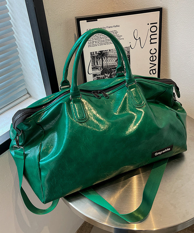 Green Large Capacity Faux Leather Tote