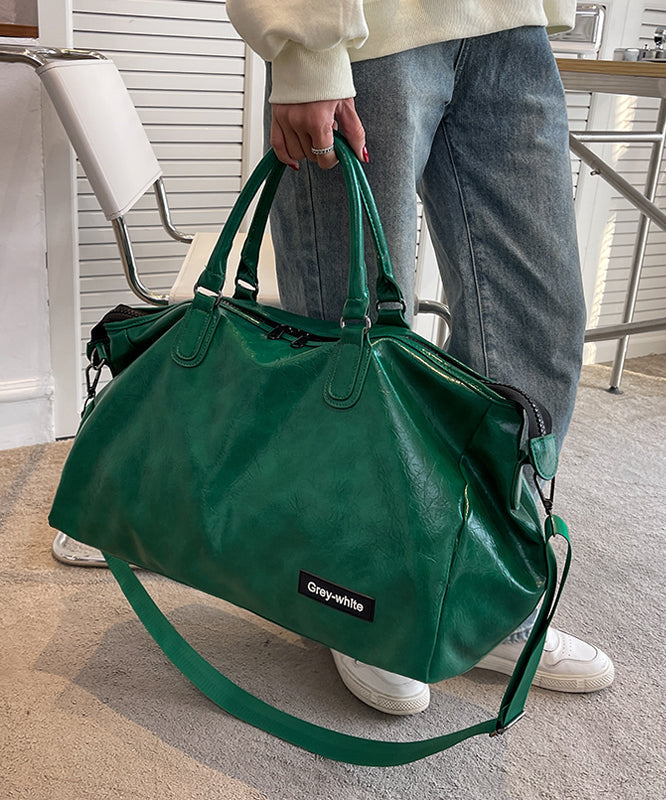 Green Large Capacity Faux Leather Tote