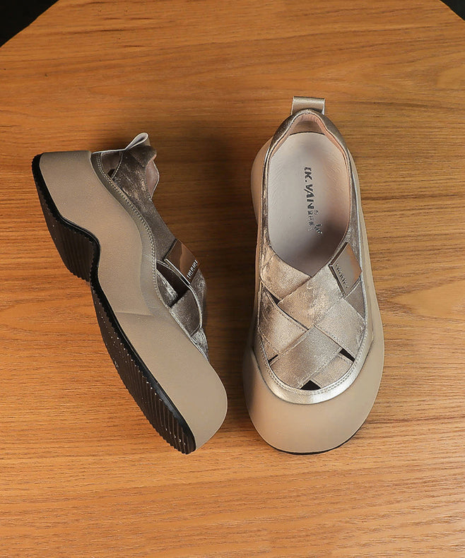 Khaki Faux Leather Platform Sandals