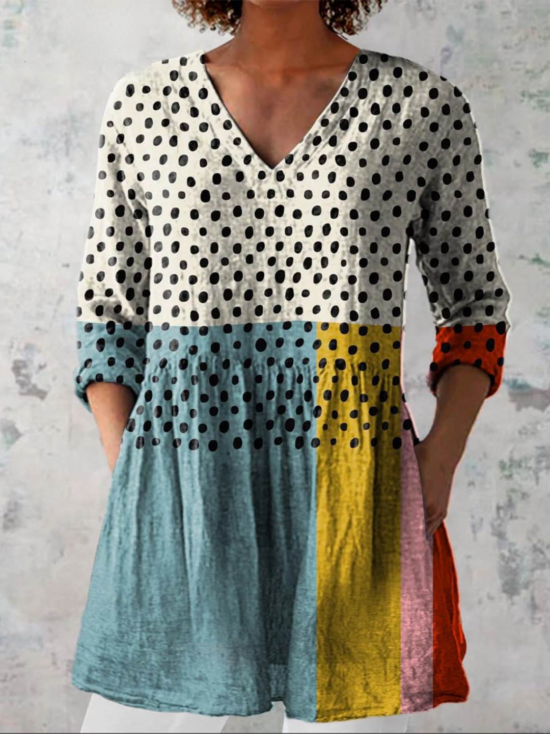 Elowen | Long Vintage V-Neck Shirt