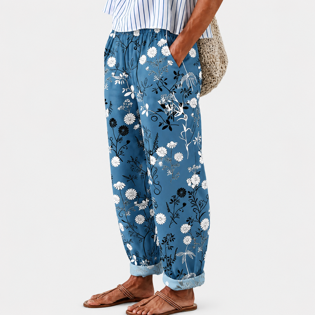 Floral Blue Relax Pants