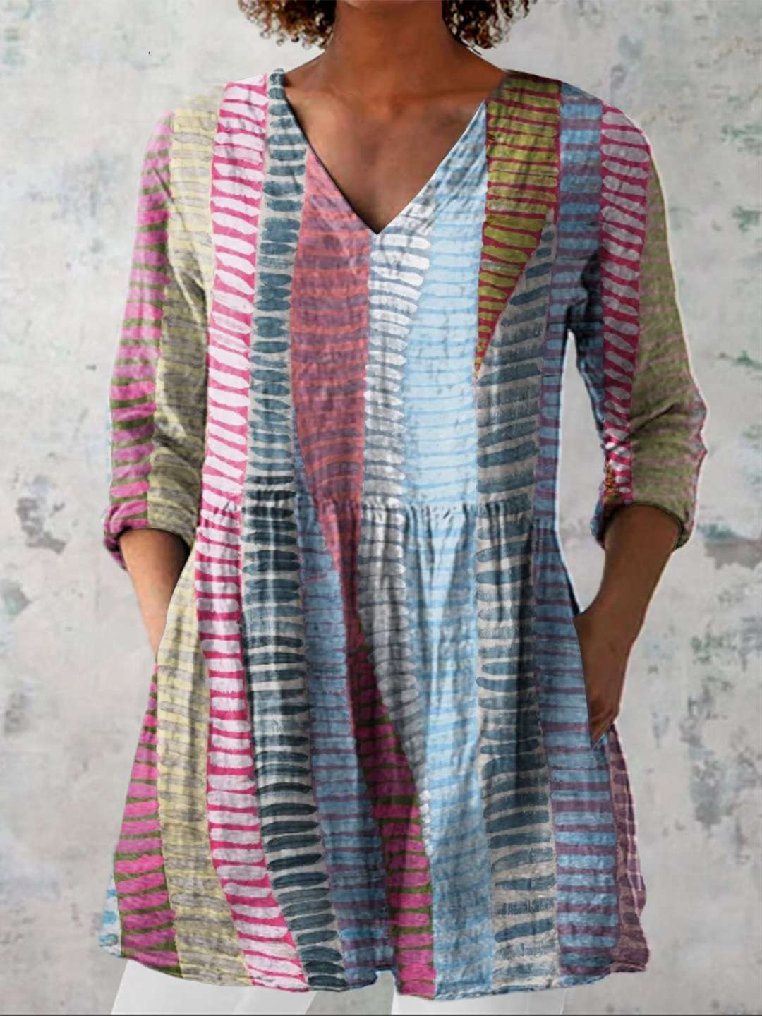 Danica | Vintage Long V-Neck Shirt