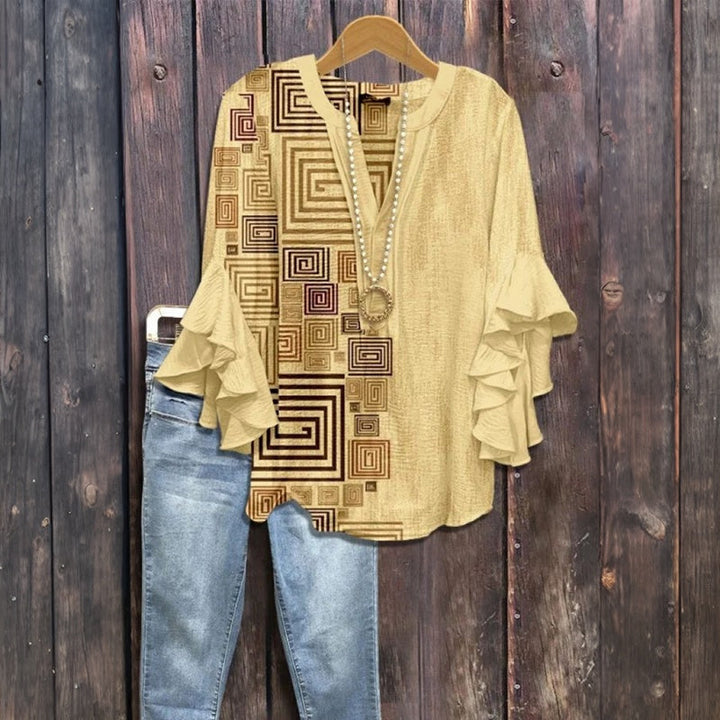 Freya | Vintage Blouse with Geometric Print