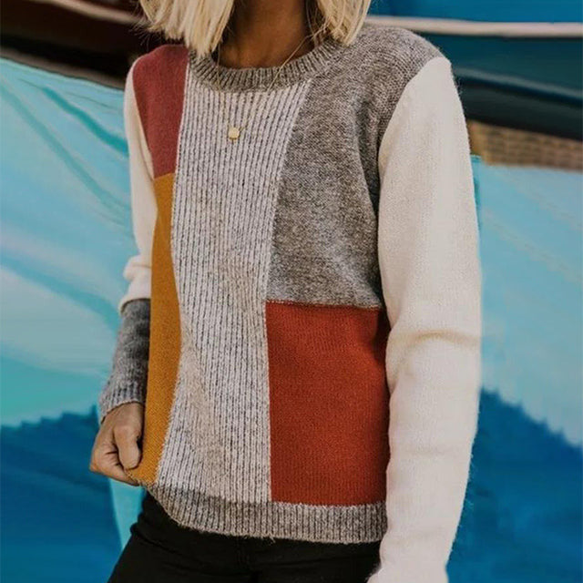 Nora | Casual Patchwork Knit Sweater