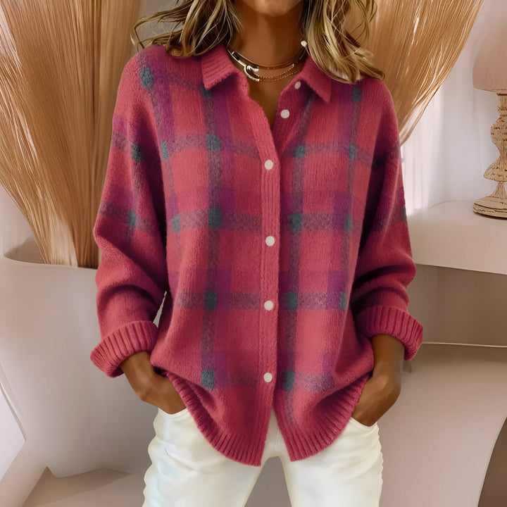 Anna – Soft Check Knit Cardigan — Jarah Melbourne