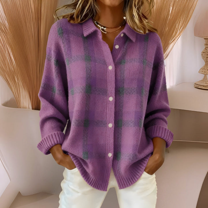 Anna – Soft Check Knit Cardigan — Jarah Melbourne