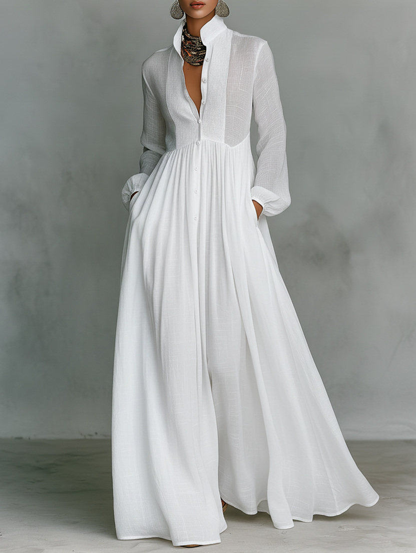 Selena Fluid Button Maxi Dress
