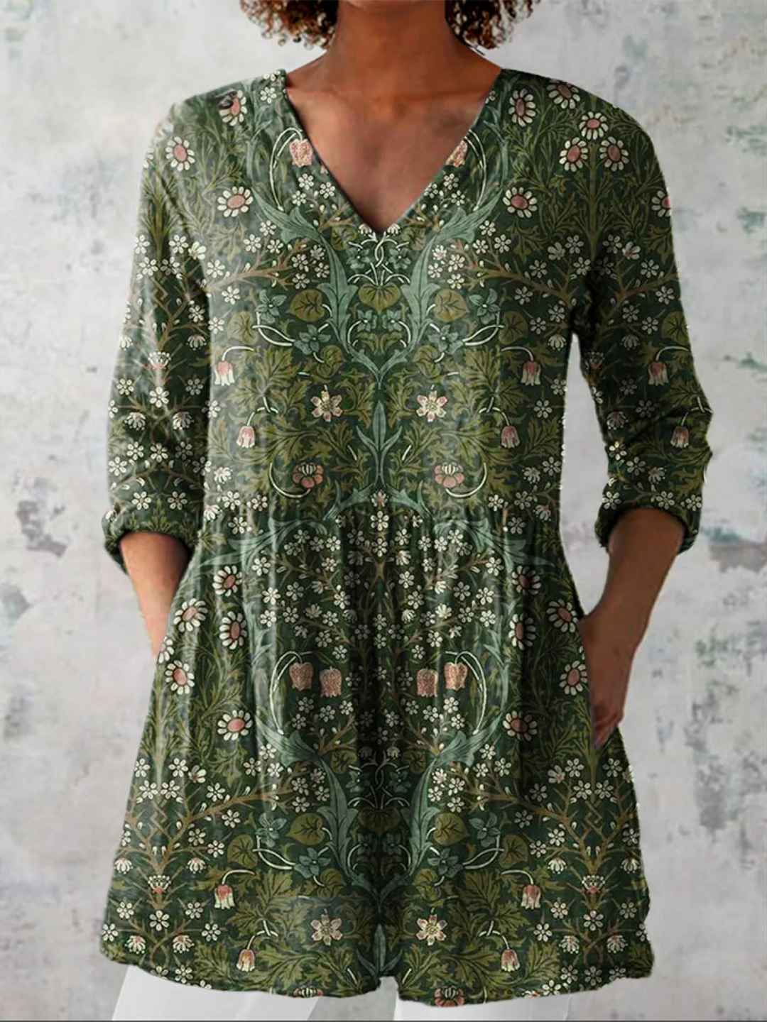 Addison | Vintage Long V-Neck Shirt