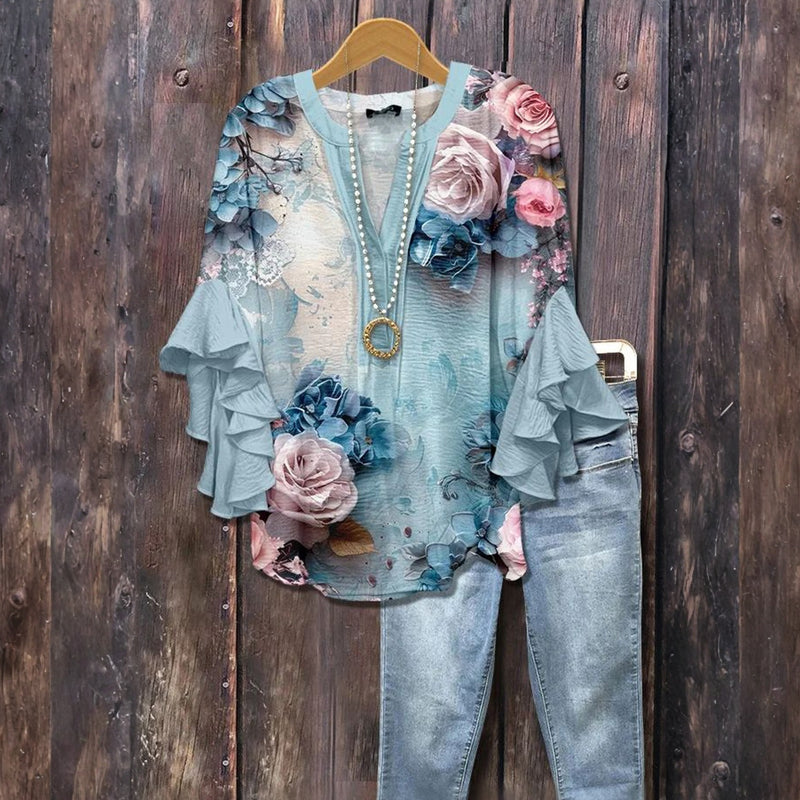 Luna | Vintage Blouse with Floral Print