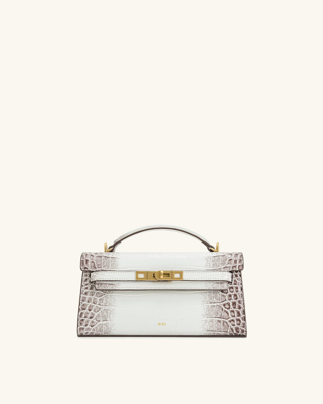 Noor | White Croc Top Handle Bag