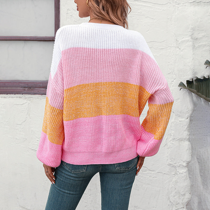 Ivy | Casual Color Block Knit Sweater