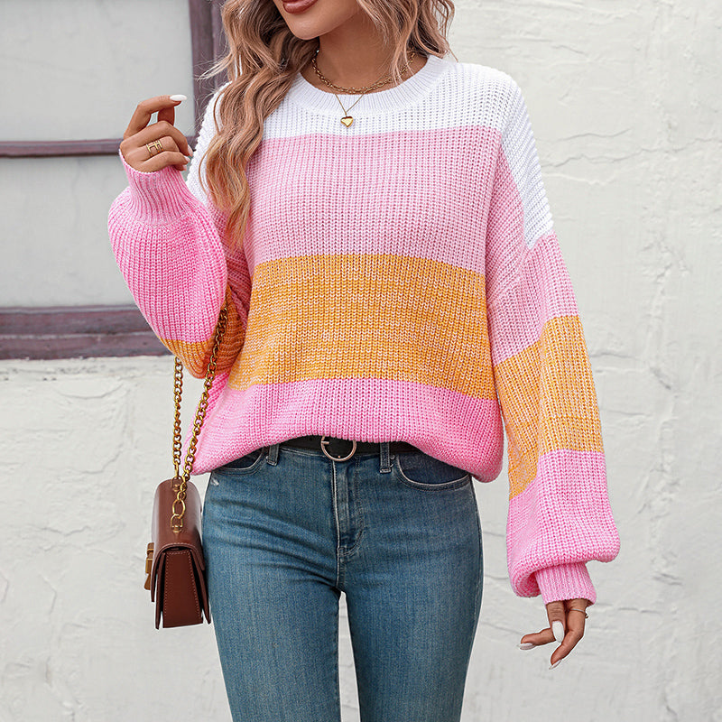 Ivy | Casual Color Block Knit Sweater