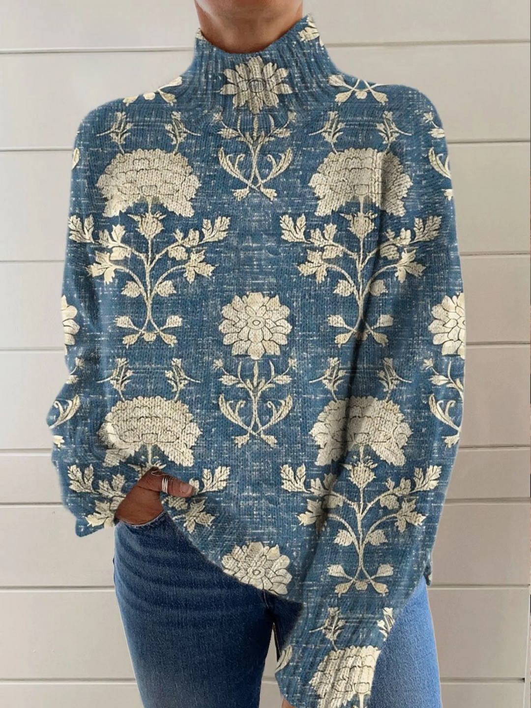 Johanna | Timeless Floral Turtleneck Sweater