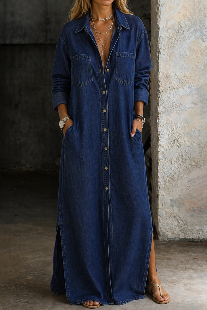 Maura | Denim Shirt Dress with Front Buttons — Jarah Melbourne