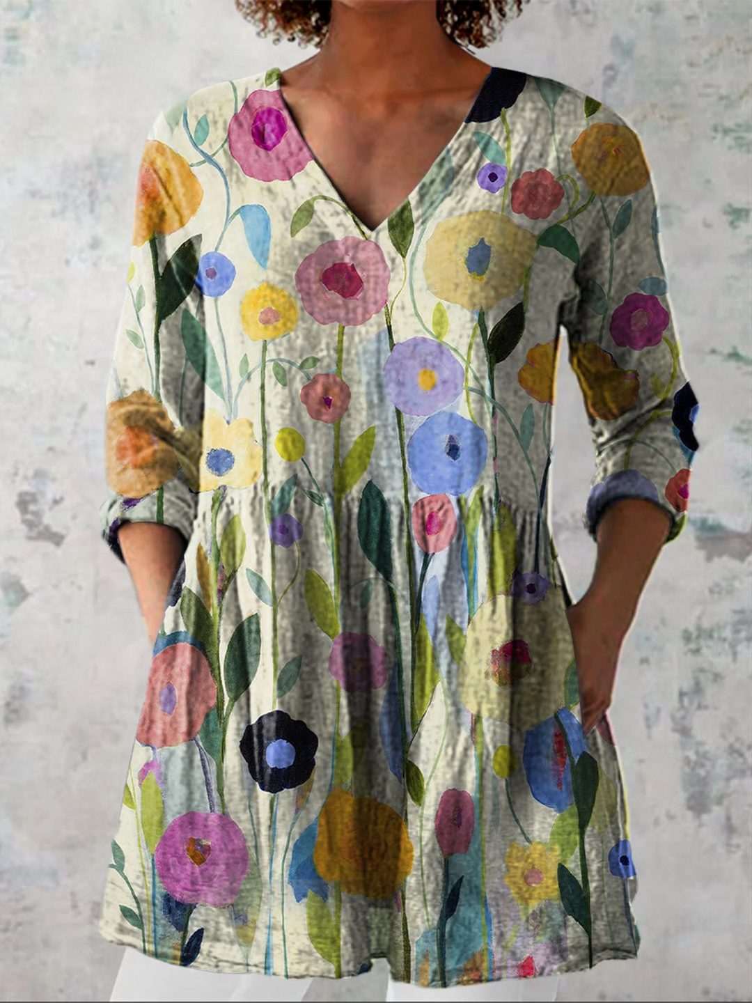 Blaire | Vintage Long V-Neck Shirt