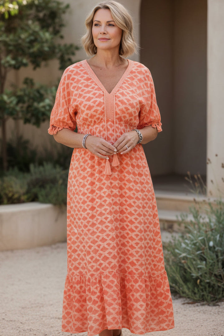 Layla | Vibrant Geometric Midi Dress