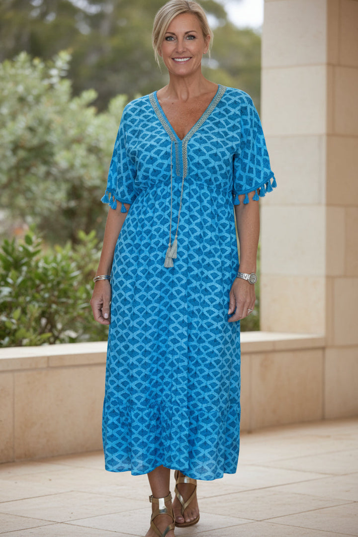 Layla | Vibrant Geometric Midi Dress
