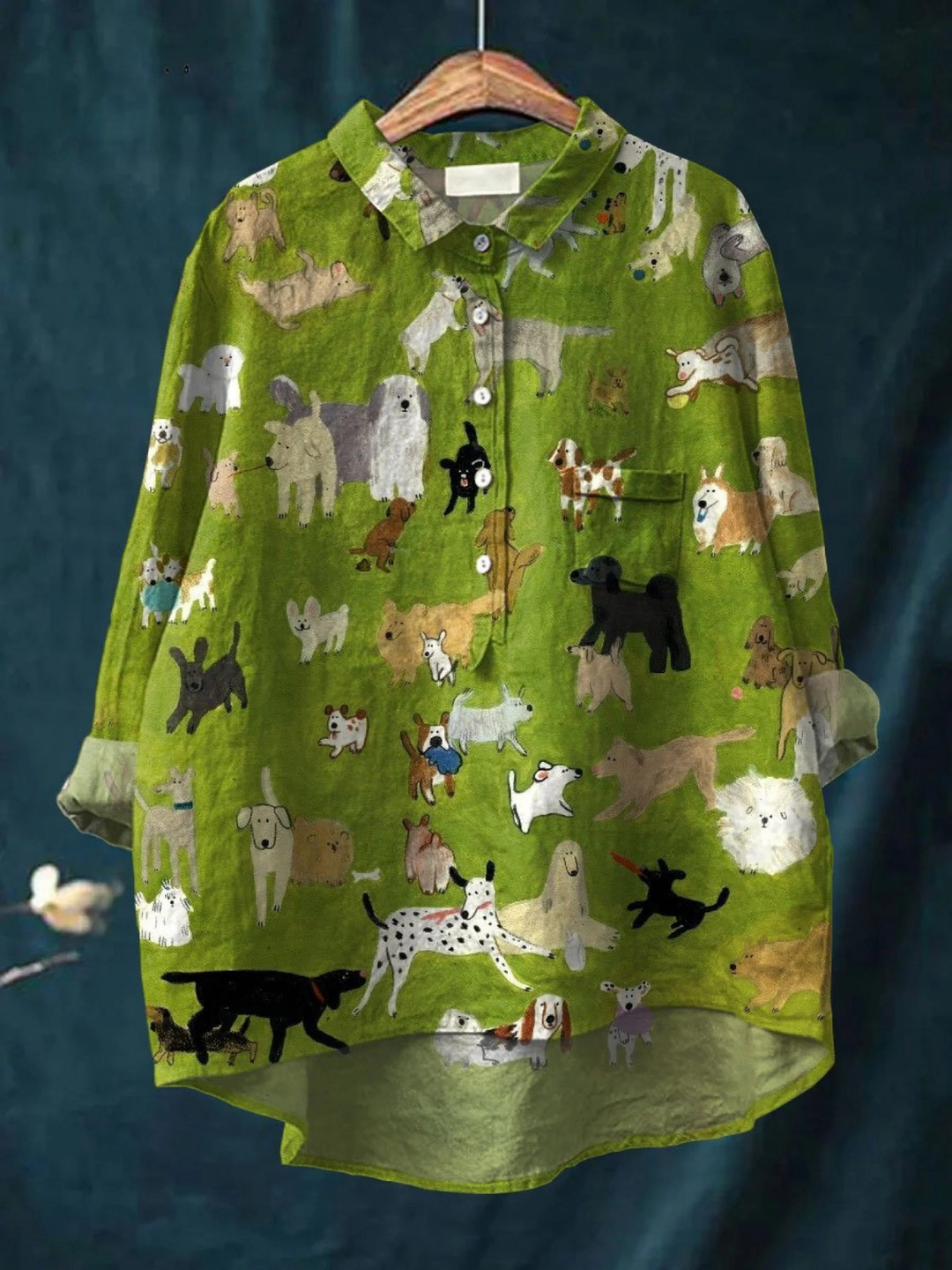 Althea Dog Print Casual Shirt