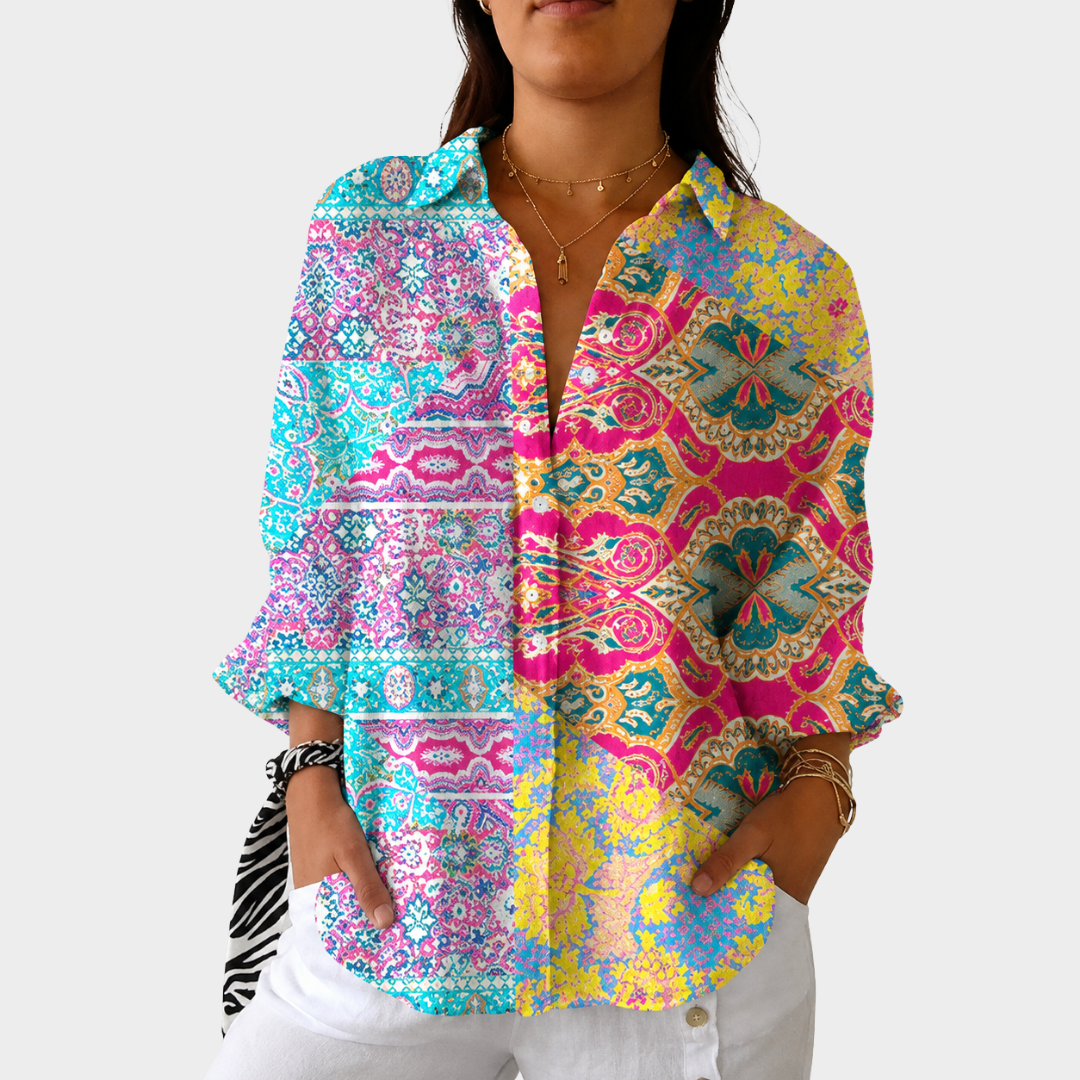 Talia colourful print blouse — Jarah Melbourne