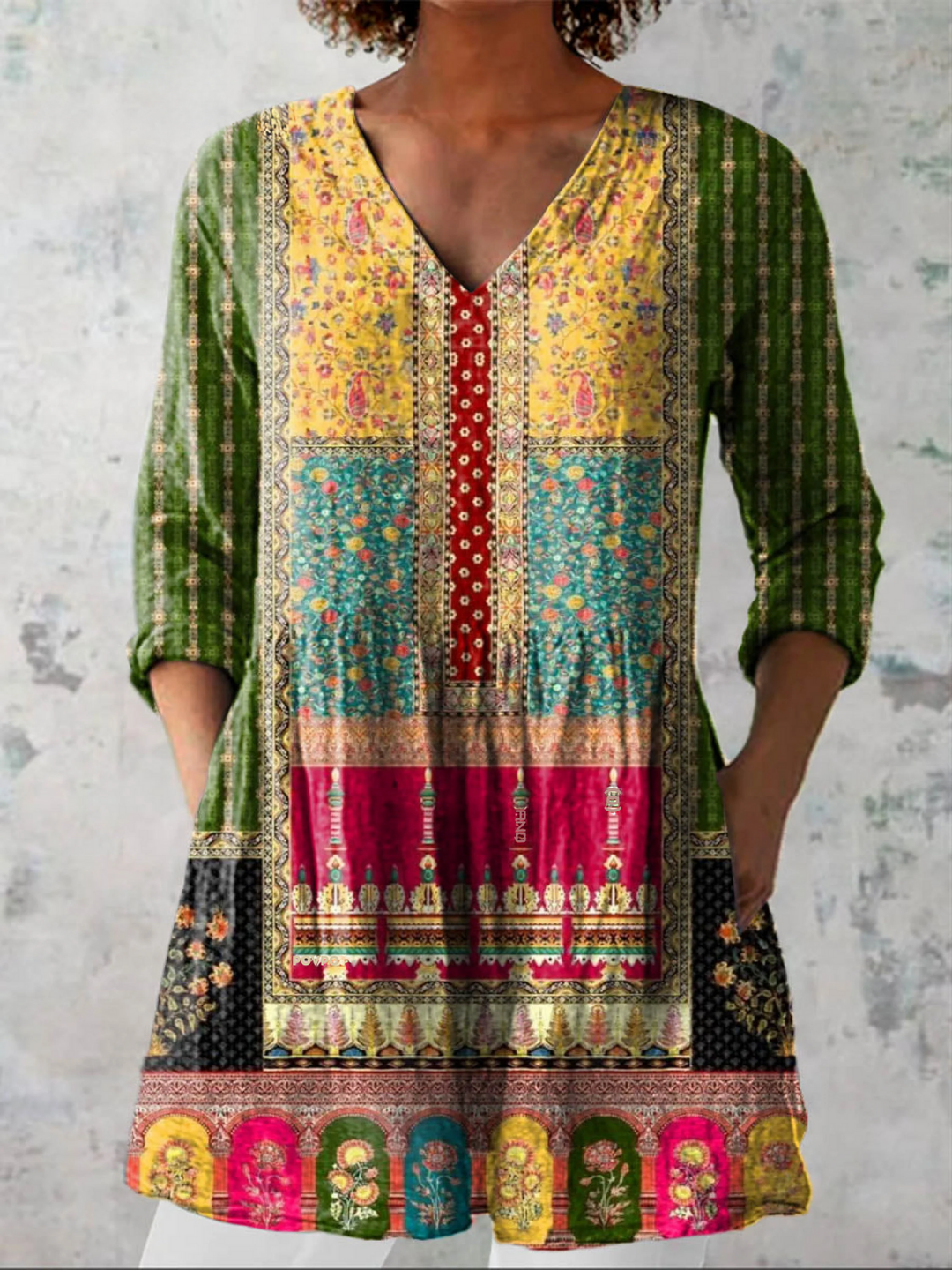 Jacinda | Long Vintage V-Neck Shirt